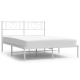 Vidaxl bedframe met hoofdbord metaal wit 160x200 cm