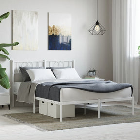 Vidaxl bedframe met hoofdbord metaal wit 160x200 cm