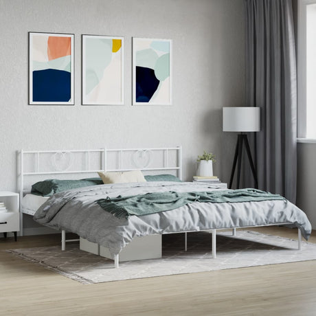 Vidaxl bedframe met hoofdbord metaal wit 200x200 cm