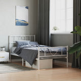 Vidaxl bedframe met hoofd- en voeteneinde metaal wit 90x200 cm