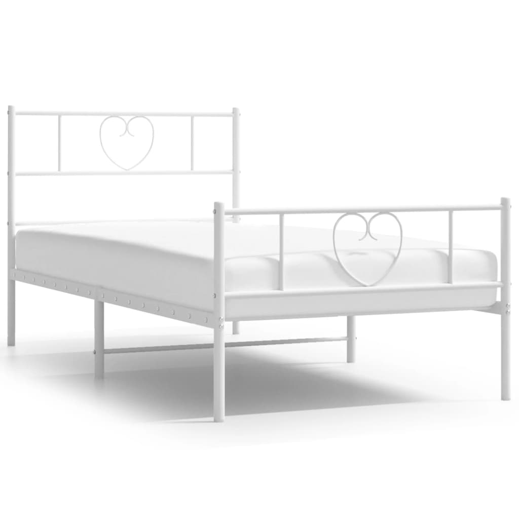 Vidaxl bedframe met hoofd- en voeteneinde metaal wit 107x203 cm