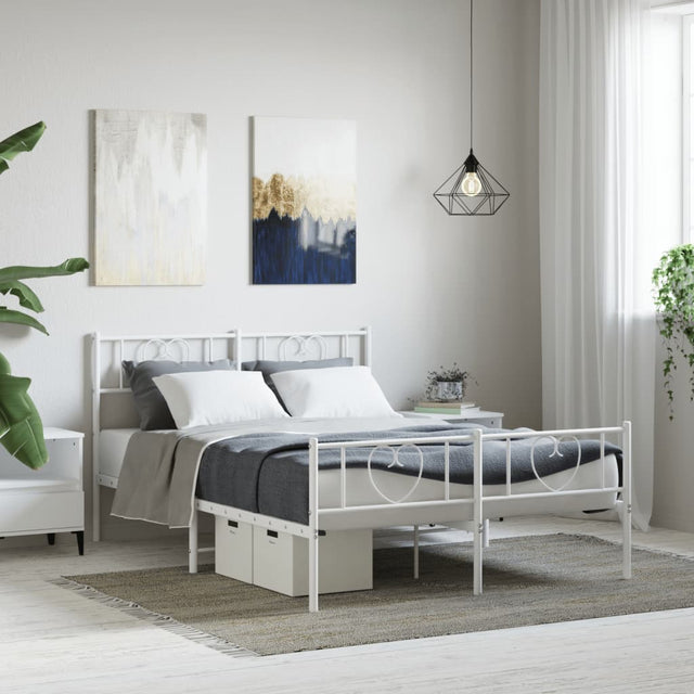 Vidaxl bedframe met hoofd- en voeteneinde metaal wit 120x200 cm