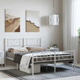 Vidaxl bedframe met hoofd- en voeteneinde metaal wit 135x190 cm