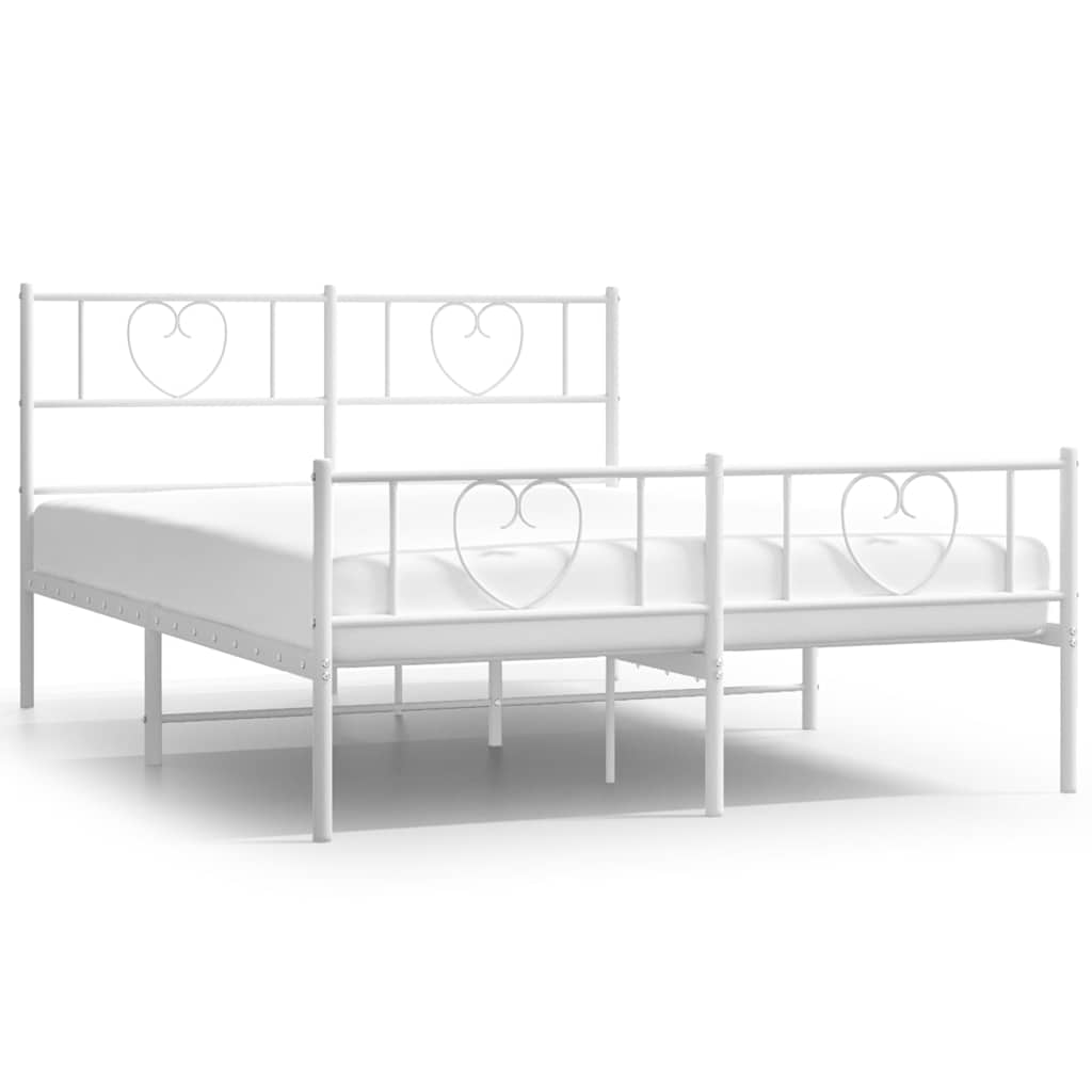 Vidaxl bedframe met hoofd- en voeteneinde metaal wit 150x200 cm