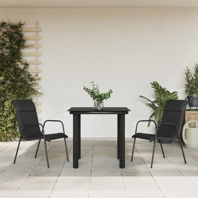 Vidaxl 3-delige tuinset textileen en staal zwart