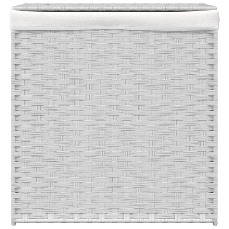 Vidaxl pralnia z 2 przedziałami 53x35x57 cm poli rattan biały