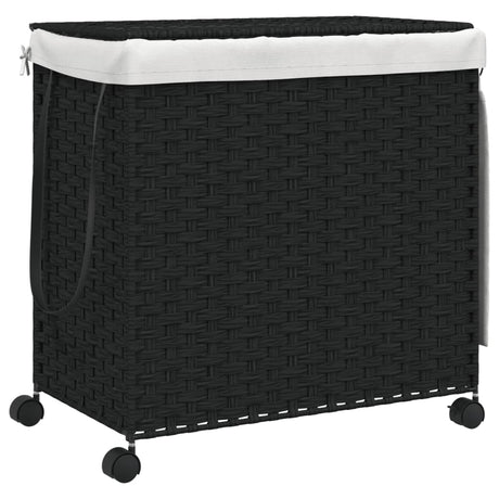 Vidaxl Pralni Basket on Wheels 60x35x60,5 cm rattan czarny