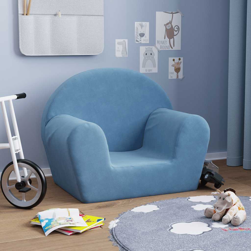 Vidaxl kinderbank zacht pluche blauw