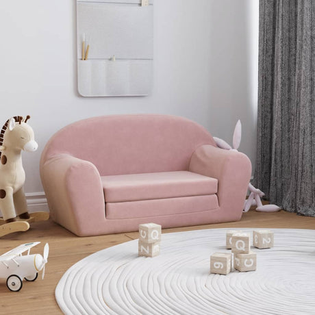 Vidaxl kinderslaapbank 2-zits zacht pluche roze
