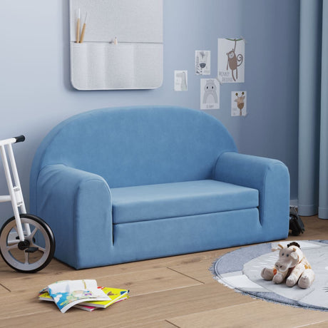 Vidaxl kinderslaapbank 2-zits zacht pluche blauw