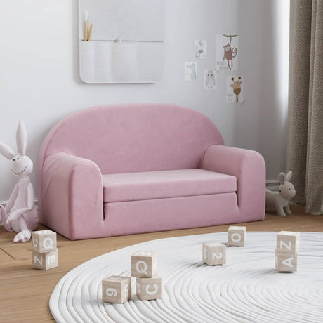Vidaxl kinderslaapbank 2-zits zacht pluche roze