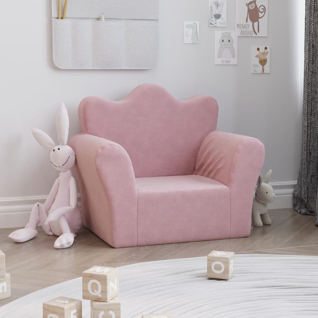 Vidaxl kinderbank zacht pluche roze