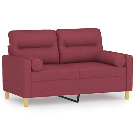 Vidaxl tweezitsbank met sierkussens 120 cm stof wijnrood