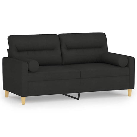 Vidaxl tweezitsbank met sierkussens 140 cm stof zwart
