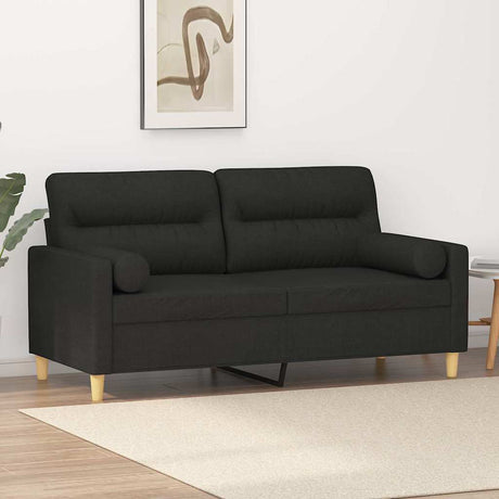 Vidaxl tweezitsbank met sierkussens 140 cm stof zwart