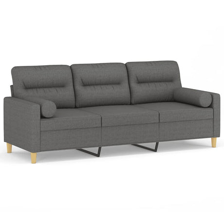 Vidaxl driezitsbank met sierkussens 180 cm stof donkergrijs