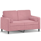 Vidaxl tweezitsbank met sierkussens 120 cm fluweel roze