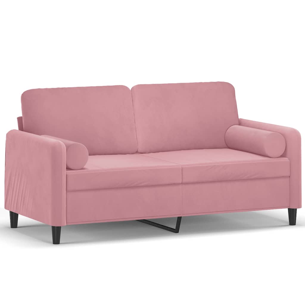 Vidaxl tweezitsbank met sierkussens 140 cm fluweel roze