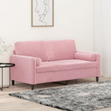 Vidaxl tweezitsbank met sierkussens 140 cm fluweel roze