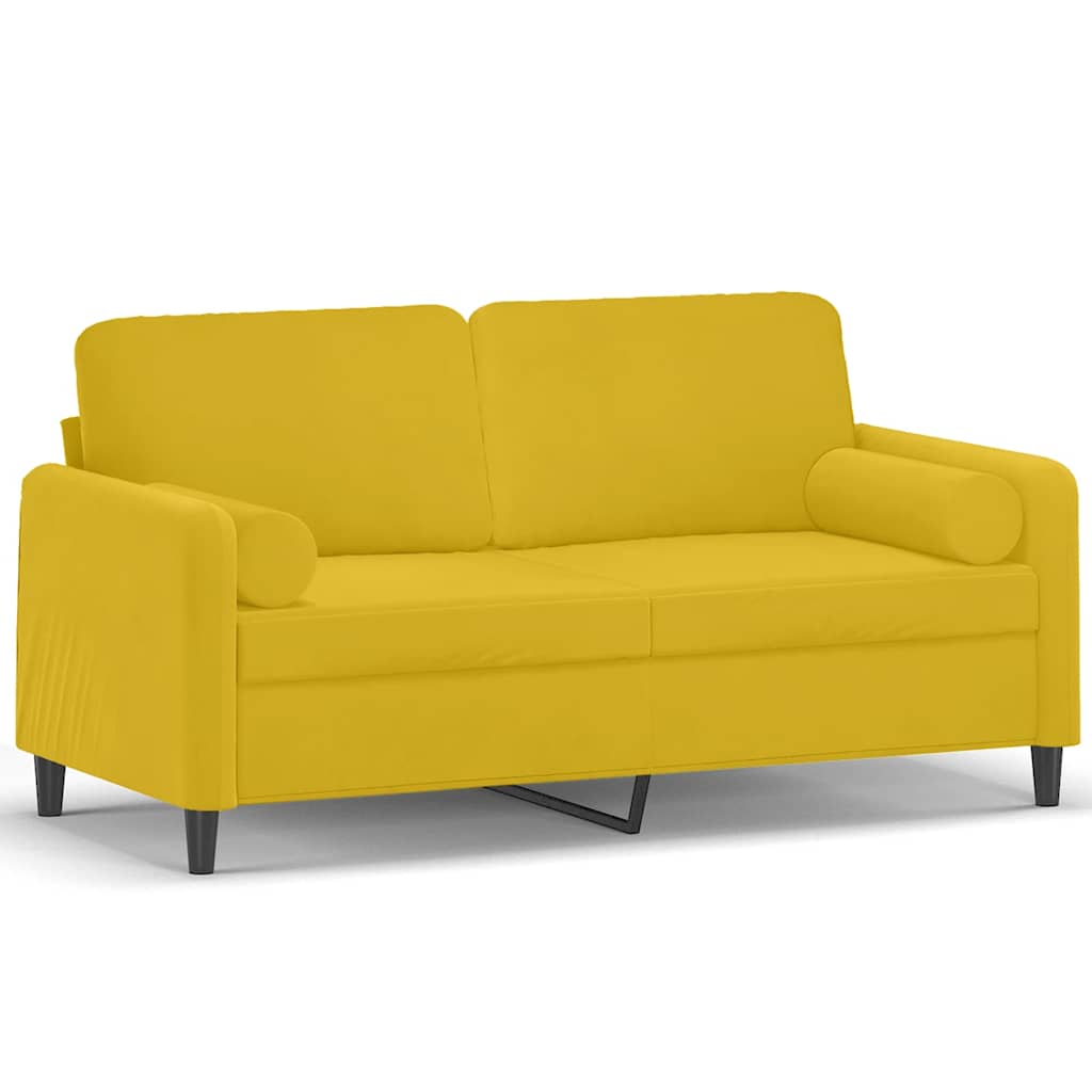 Vidaxl tweezitsbank met sierkussens 140 cm fluweel geel