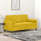 Vidaxl tweezitsbank met sierkussens 140 cm fluweel geel