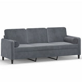 Vidaxl driezitsbank met sierkussens 180 cm fluweel donkergrijs