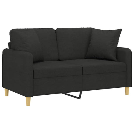 Vidaxl tweezitsbank met sierkussens 120 cm stof zwart