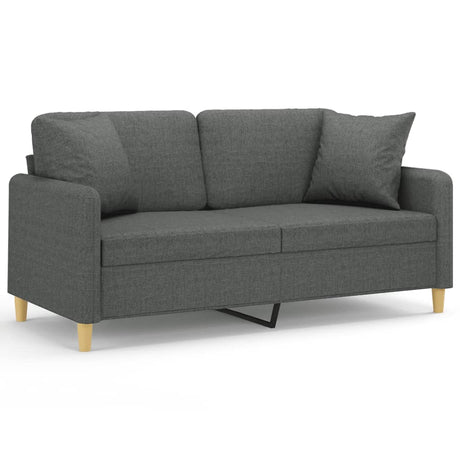 Vidaxl tweezitsbank met sierkussens 140 cm stof donkergrijs