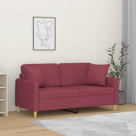 Vidaxl tweezitsbank met sierkussens 140 cm stof wijnrood