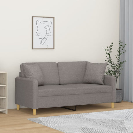 Vidaxl tweezitsbank met sierkussens 140 cm stof taupe