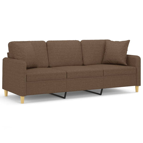 Vidaxl driezitsbank met sierkussens 180 cm stof bruin