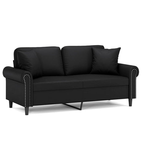 Vidaxl tweezitsbank met sierkussens 140 cm kunstleer zwart