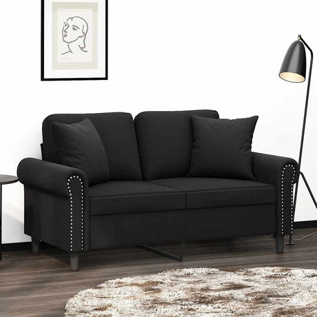 Vidaxl tweezitsbank met sierkussens 120 cm fluweel zwart