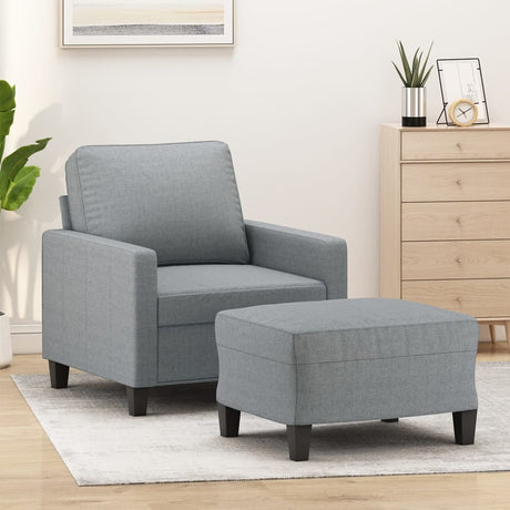 Vidaxl fauteuil met voetenbank 60 cm stof lichtgrijs