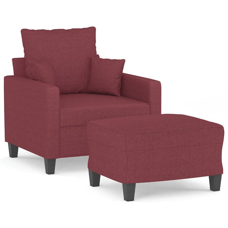 Vidaxl fauteuil met voetenbank 60 cm stof wijnrood