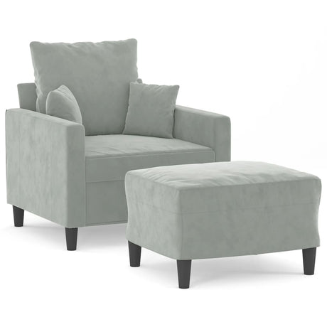 Vidaxl fauteuil met voetenbank 60 cm fluweel lichtgrijs