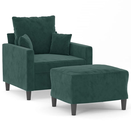 Vidaxl fauteuil met voetenbank 60 cm fluweel donkergroen