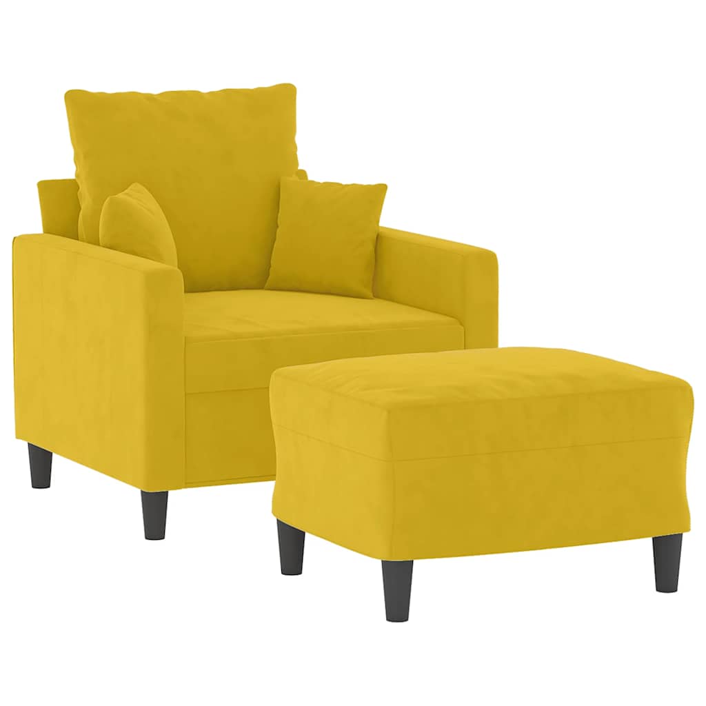 Vidaxl fauteuil met voetenbank 60 cm fluweel geel