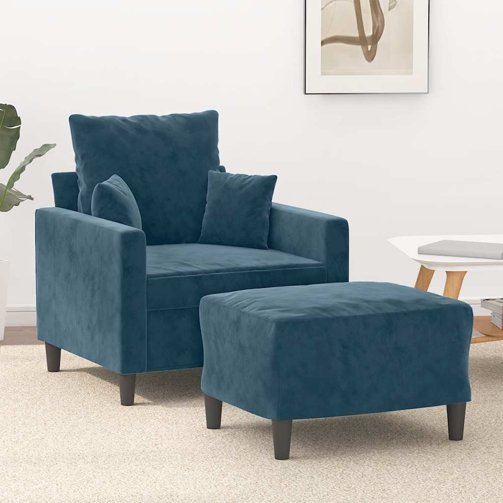 Vidaxl fauteuil met voetenbank 60 cm fluweel blauw
