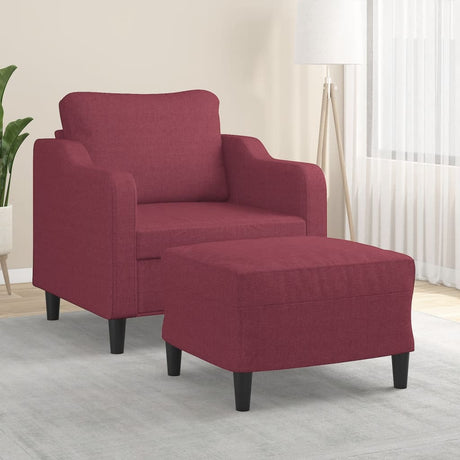 Vidaxl fauteuil met voetenbank 60 cm stof wijnrood