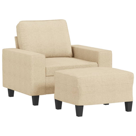 Vidaxl fauteuil met voetenbank 60 cm stof crèmekleurig