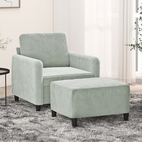 Vidaxl fauteuil met voetenbank 60 cm fluweel lichtgrijs