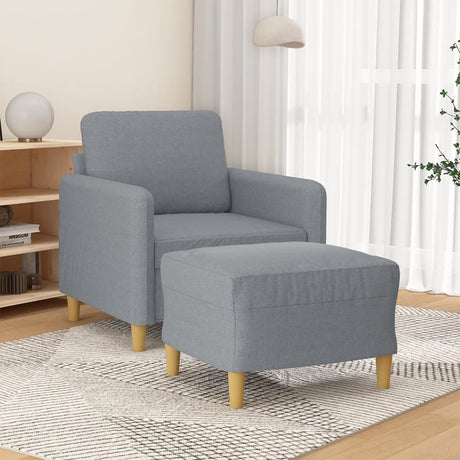 Vidaxl fauteuil met voetenbank 60 cm stof lichtgrijs