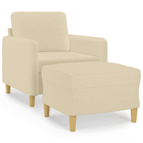 Vidaxl fauteuil met voetenbank 60 cm stof crèmekleurig