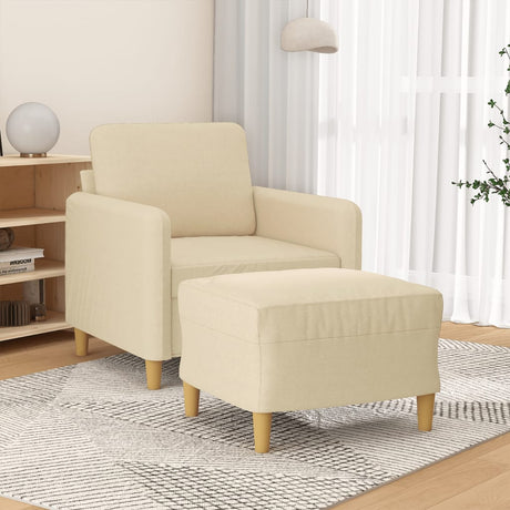 Vidaxl fauteuil met voetenbank 60 cm stof crèmekleurig