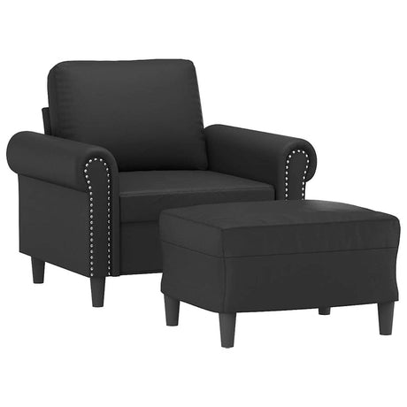 Vidaxl fauteuil met voetenbank 60 cm kunstleer zwart