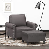 Vidaxl fauteuil met voetenbank 60 cm kunstleer grijs
