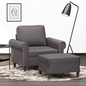 Vidaxl fauteuil met voetenbank 60 cm kunstleer grijs