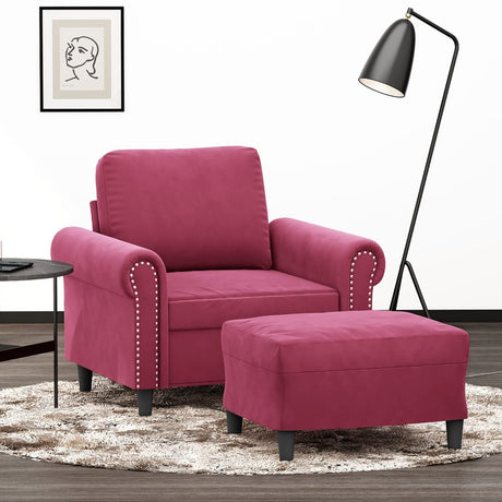 Vidaxl fauteuil met voetenbank 60 cm fluweel wijnrood