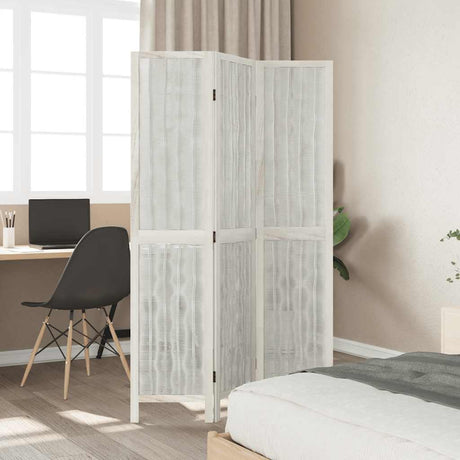 Vidaxl kamerscherm met 3 panelen massief paulowniahout wit